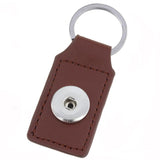 Leather Rectangle Snap Key Ring - 6 Colours