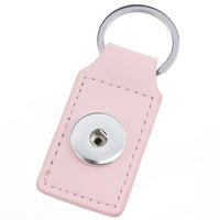 Leather Rectangle Snap Key Ring - 6 Colours