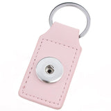 Leather Rectangle Snap Key Ring - 6 Colours