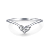 925 Sterling Silver 3 Stone Wishbone CZ Ring