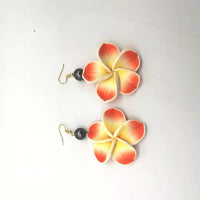 Handmade Polymer Plumeria Drop Earrings - 13 Colours