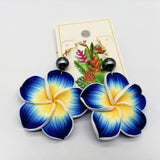 Handmade Polymer Plumeria Drop Earrings - 13 Colours