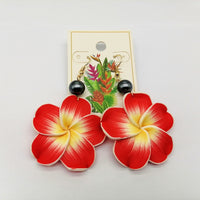 Handmade Polymer Plumeria Drop Earrings - 13 Colours