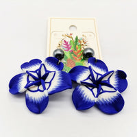 Handmade Polymer Plumeria Drop Earrings - 13 Colours