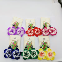 Handmade Polymer Plumeria Drop Earrings - 13 Colours