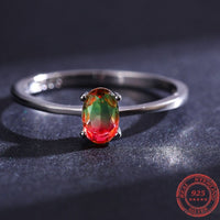 925 Sterling Silver Watermelon Tourmaline Ring