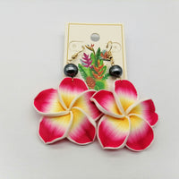 Handmade Polymer Plumeria Drop Earrings - 13 Colours