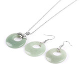 Natural Hollow Round Gem Stone Earrings & Necklace Set - 16 Colours