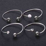 Stainless Steel Cuff Crystal Bracelet (Fit 12mm Snap Charm) - 4 Designs