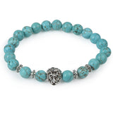 Natural Stone Bead Bracelet with Accent Bead - 18 Options