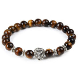 Natural Stone Bead Bracelet with Accent Bead - 18 Options