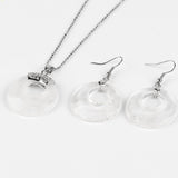 Natural Hollow Round Gem Stone Earrings & Necklace Set - 16 Colours