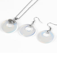 Natural Hollow Round Gem Stone Earrings & Necklace Set - 16 Colours