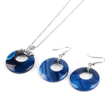 Natural Hollow Round Gem Stone Earrings & Necklace Set - 16 Colours