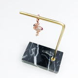 925 Sterling Silver CZ Pave Rose Gold Flamingo Dangle Charm