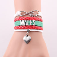 Infinity Love Wales Leather Braid Bracelet - 2 Designs