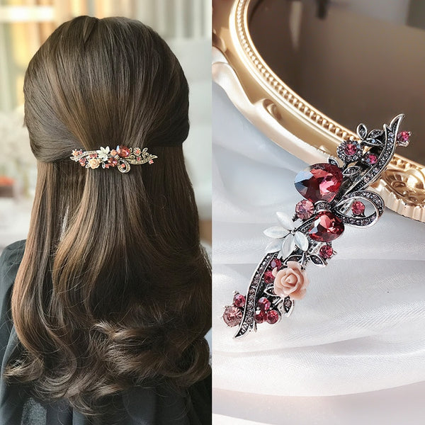 Crystal Flower Hair Clip - 9 Options