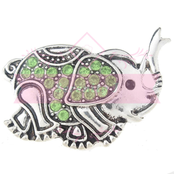 Crystal Trumpeting Elephant Snap Charm - 3 Colours