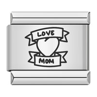 Stainless Steel Tattoo Heart/Love/Mom Italian Charm - 9 Options