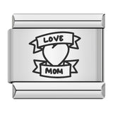 Stainless Steel Tattoo Heart/Love/Mom Italian Charm - 9 Options