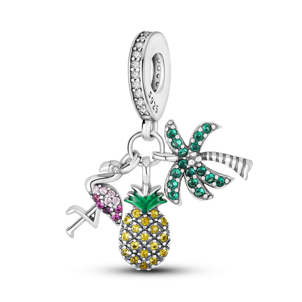 925 Sterling Silver Tropical CZ Hanging Charm