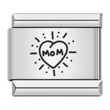 Stainless Steel Tattoo Heart/Love/Mom Italian Charm - 9 Options