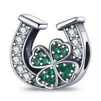 925 Sterling Silver Lucky Horseshoe/Four Leaf Clover Charm