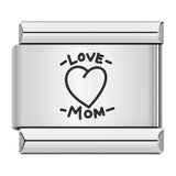 Stainless Steel Tattoo Heart/Love/Mom Italian Charm - 9 Options