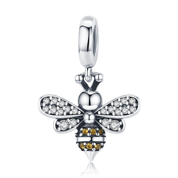 925 Sterling Silver CZ Bee Hanging Charm