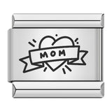 Stainless Steel Tattoo Heart/Love/Mom Italian Charm - 9 Options