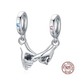 925 Sterling Silver Pinky Interlocking Fingers Hanging Charms