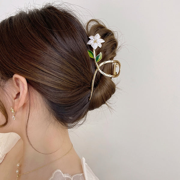 Elegant Gold Flower Hair Clip Barrette - 2 Options