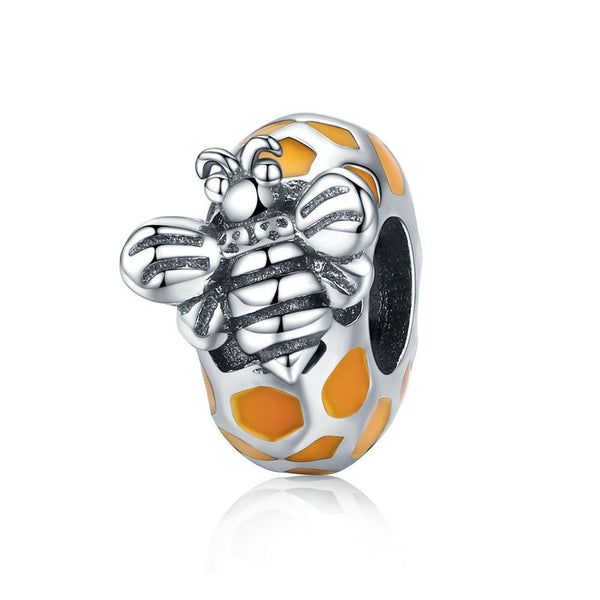 925 Sterling Silver Yellow Honeycomb Charm