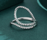 925 Sterling Silver Sparkling Curved Line CZ Ring