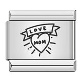 Stainless Steel Tattoo Heart/Love/Mom Italian Charm - 9 Options