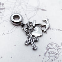 925 Sterling Silver Faith Hope Love Dangle Charm