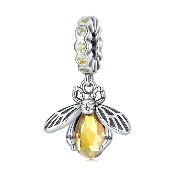 925 Sterling Silver Crystal Bee Body Hanging Charm