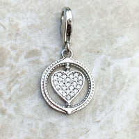 925 Sterling Silver Love Heart Rotated Dangle Charm