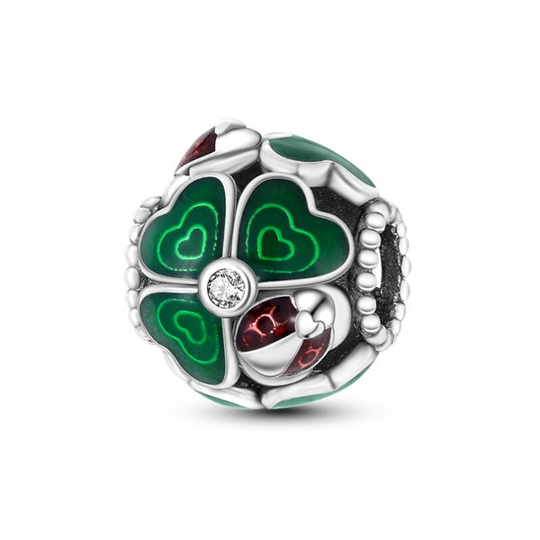 925 Sterling Silver Clover/Ladybug Bead Charm