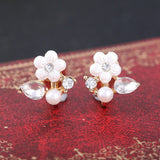 Zircon Flower Clip On Earrings