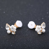 Zircon Flower Clip On Earrings