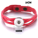 Adjustable Leather Snap Button Bracelet - 7 Colours