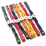 Adjustable Leather Snap Button Bracelet - 7 Colours