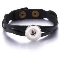 Adjustable Leather Snap Button Bracelet - 7 Colours