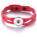 Adjustable Leather Snap Button Bracelet - 7 Colours