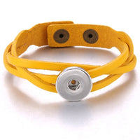 Adjustable Leather Snap Button Bracelet - 7 Colours