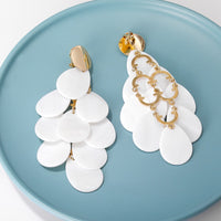 Shell Leaves Tassel Clip On Earrings