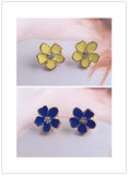 Flower Shape Enamel Clip on Earrings - 2 Pairs