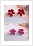 Flower Shape Enamel Clip on Earrings - 2 Pairs