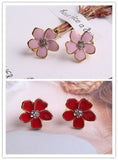 Flower Shape Enamel Clip on Earrings - 2 Pairs